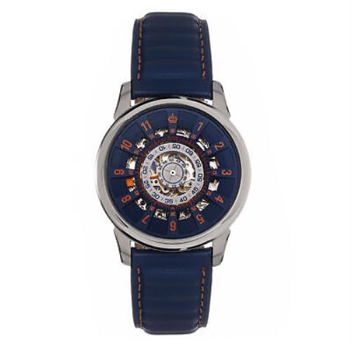 Reign Monterey Skeletonized Leather-band Watch - Blue