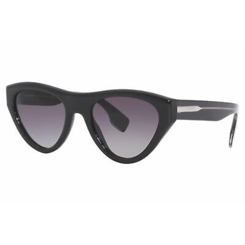 Burberry B-4285 3758/8G Sunglasses Women`s Black/grey Gradient Lens Cat Eye 52mm