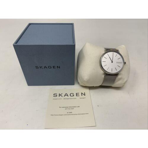 Skagen Signatur Mesh Strap Women`s Watch 38mm Silver White SKW2785