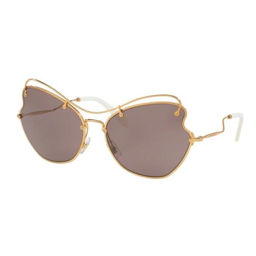 Miu Miu MU56RS 7OE6X1 Cat Eye Sunglasses Antique Gold / Purple Brown