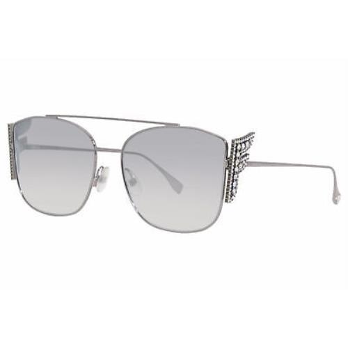 Fendi FF-0380/G/S 6LBIC Sunglasses Women`s Ruthenium/grey Gradient Mirror 62mm