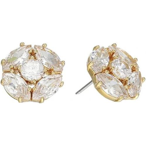 Kate Spade Yellow Gold Stainless Steel Clear Crystals Stud Earrings + Gift Box