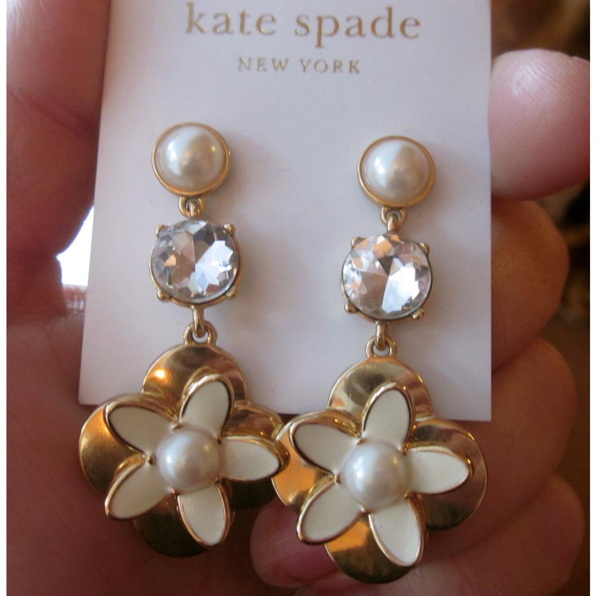 Exquisite Kate Spade Window Seat Statement Earrings Bridal Pearl Crystal Huge