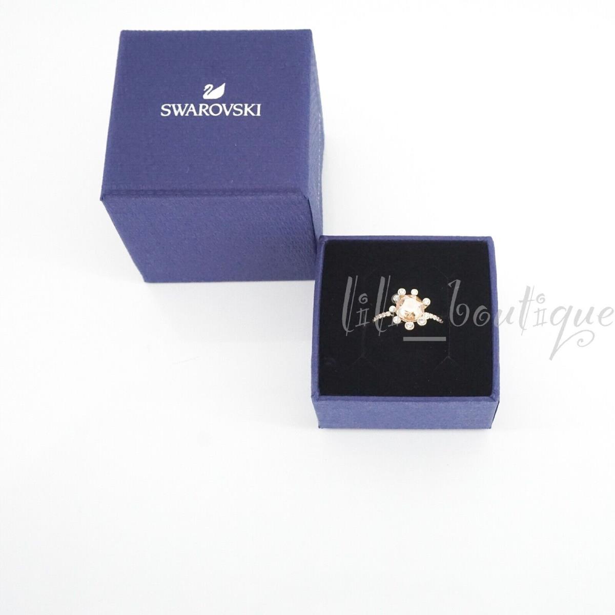 Swarovski 5482714 Olive Ring Round Golden Crystals Gold Plated Size 52