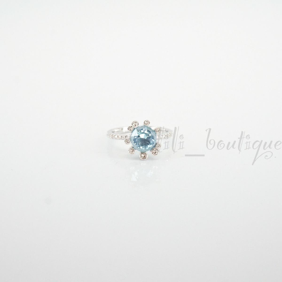 Swarovski 5482505 Olive Ring Aqua Blue Crystals Rhodium-plating Size 52