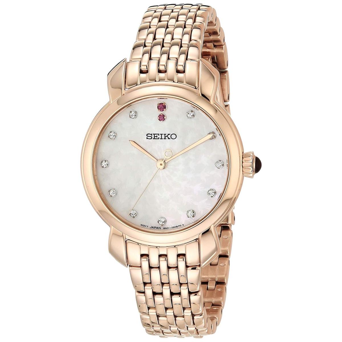 Seiko Women`s Essentials Japanese Quartz Rose Gold Stainless Steel Watch SUR624