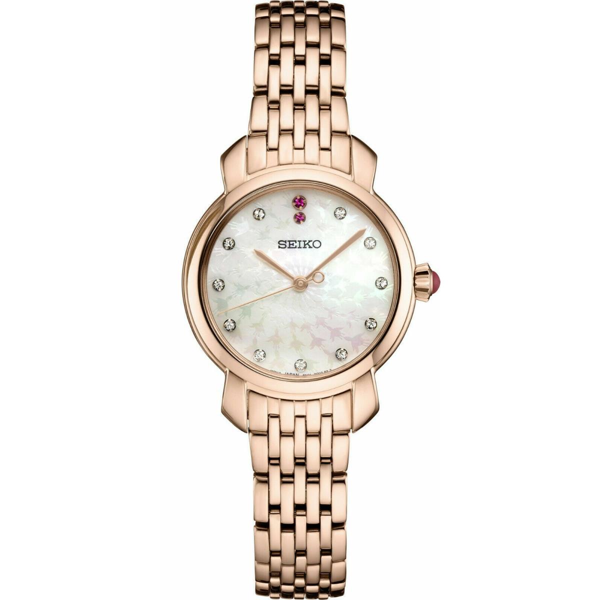 Seiko Women`s Quartz Mop Dial Rose Gold-tone Steel Bracelet Watch SUR624