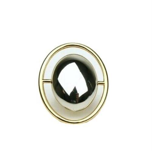Saint Laurent Women`s Large Oval Brass Metal Circular Silver/gold Ring 439960