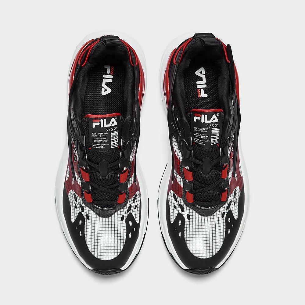 black white and red filas