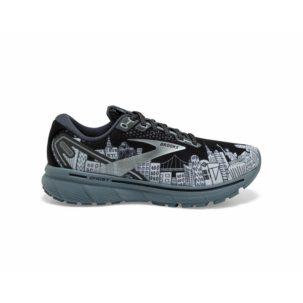 Brooks Men`s Ghost 14 Nyc Marathon City Black - Ebony - Sleet Running Shoes