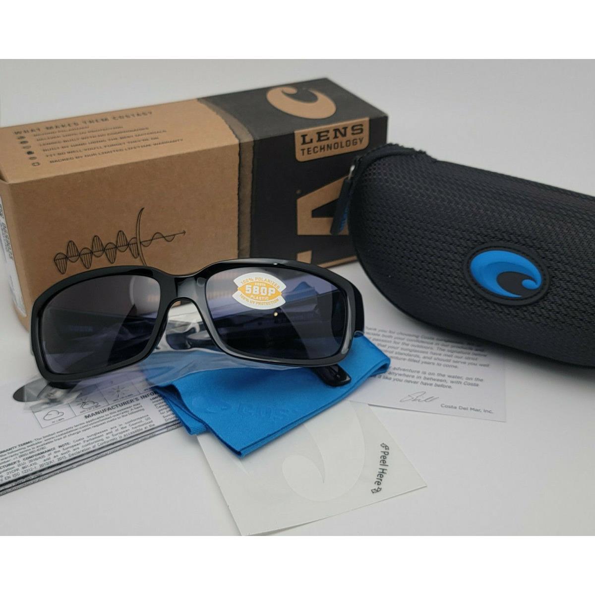 Costa Del Mar CL 11 Caballito Black Frame Polarized Gray 580P Lens Sunglasses