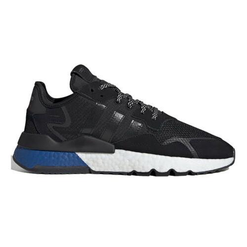 Adidas Nite Jogger Mens Size 11.5 Running Gym Shoes Boost Black Lush Blue FW5331