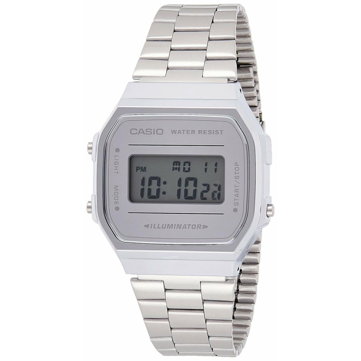 Casio A168WEM-7 Men`s Youth Collection Mirror Dial Alarm Chronograph