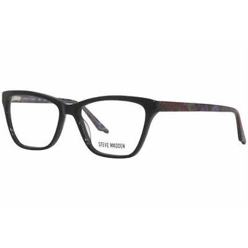 Steve Madden Roxannne Eyeglasses Frame Women`s Black Full Rim Cat Eye 51mm
