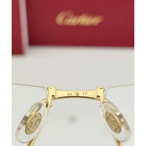 Cartier Santos Eyeglasses CT0169O 001 Gold Metal Half Frame Clear Demo
