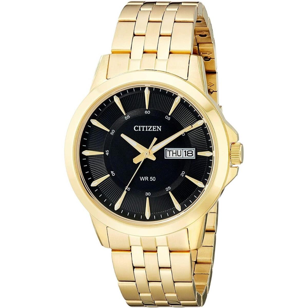 Citizen Quartz Black Dial Gold-tone Men`s Watch BF2013-56E