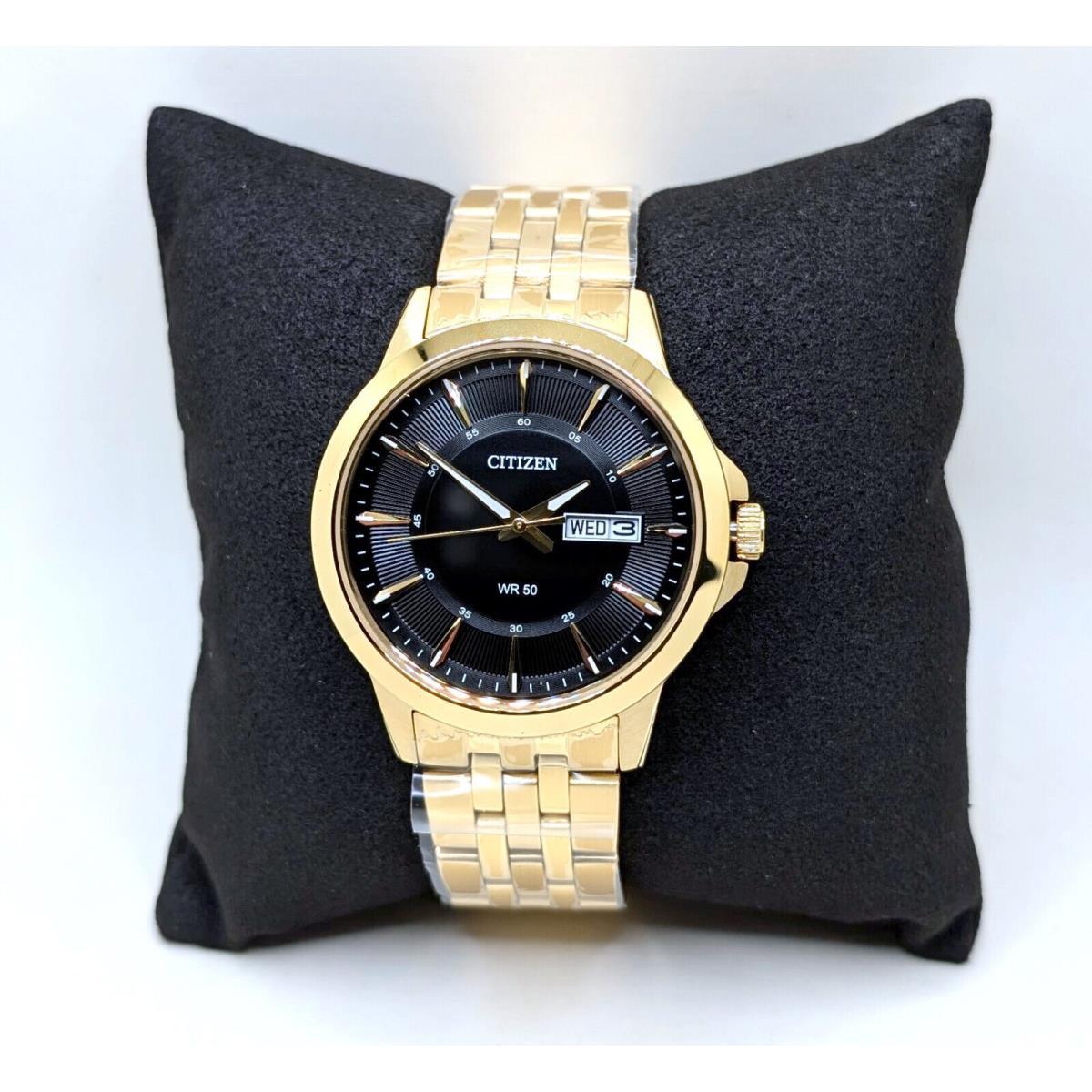 Citizen Quartz Men`s Watch Gold-tone Stainless Steel Black Dial