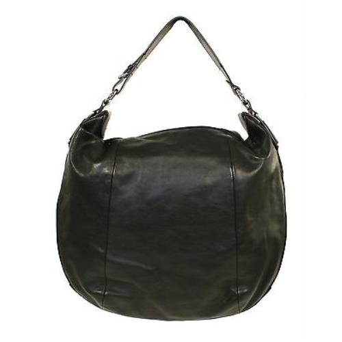 Ralph Lauren Purple Label Black Leather Horseshoe Hobo Bag