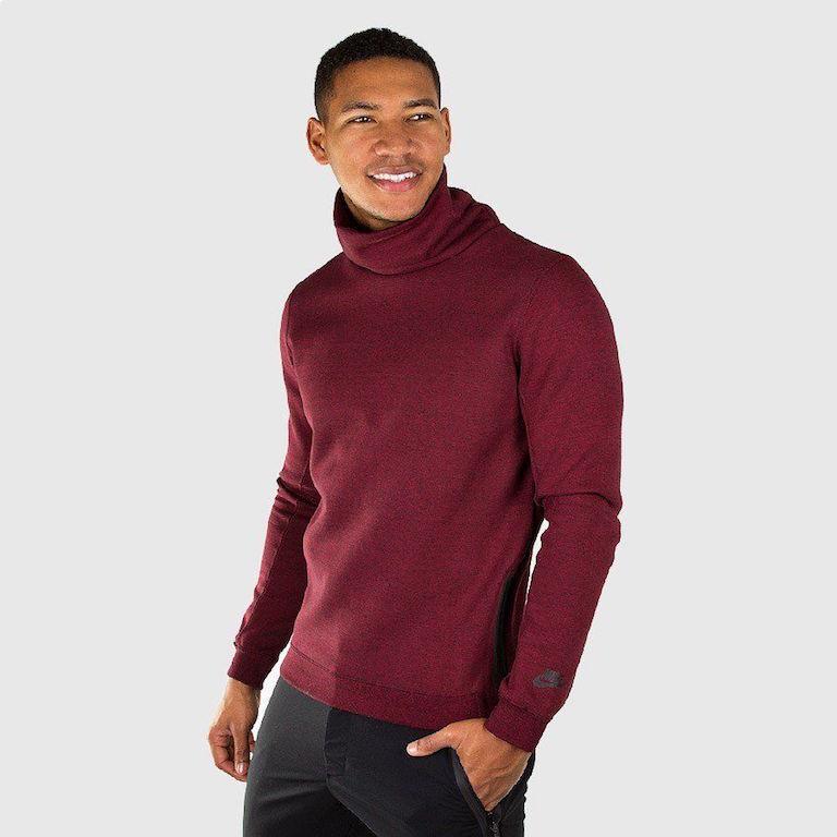 Nike Tech Fleece Mens Funnel Light Sweatshirt 679908-677 Maroon Black Men`s XL