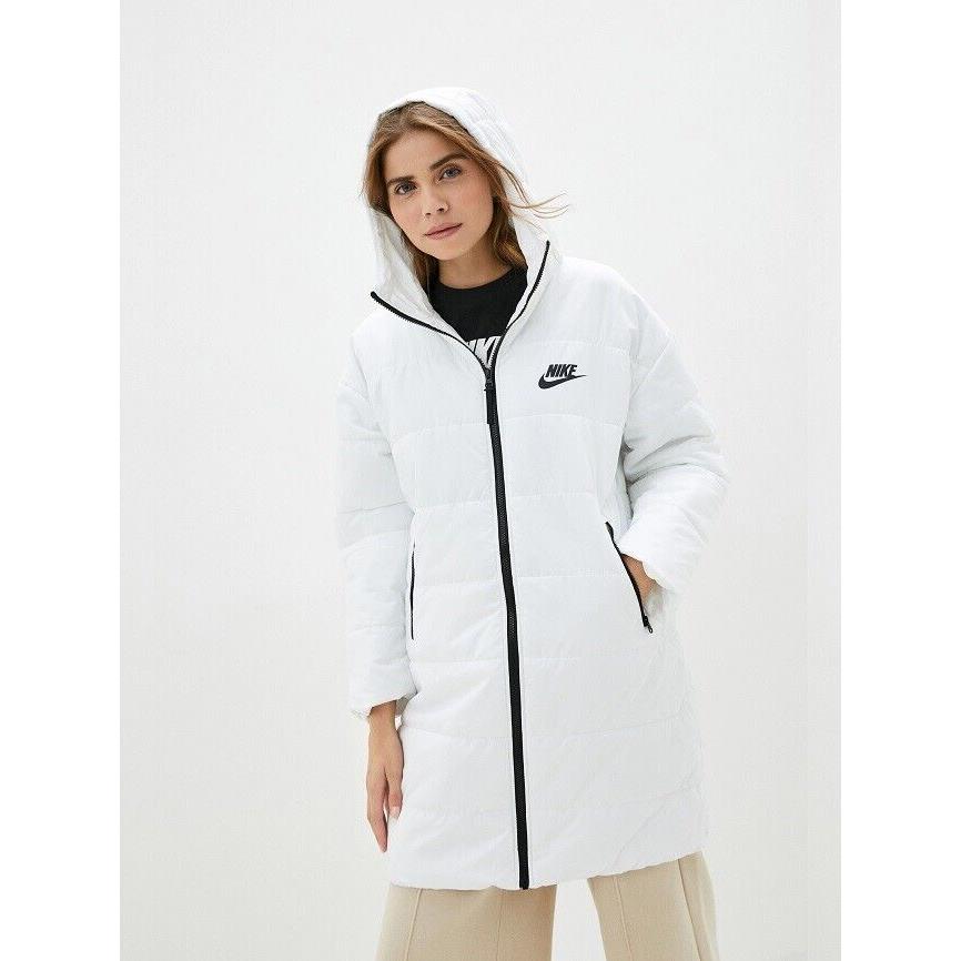 Nike Women`s Sportswear Synthetic Fill Parka Coat Size Medium White CZ1463