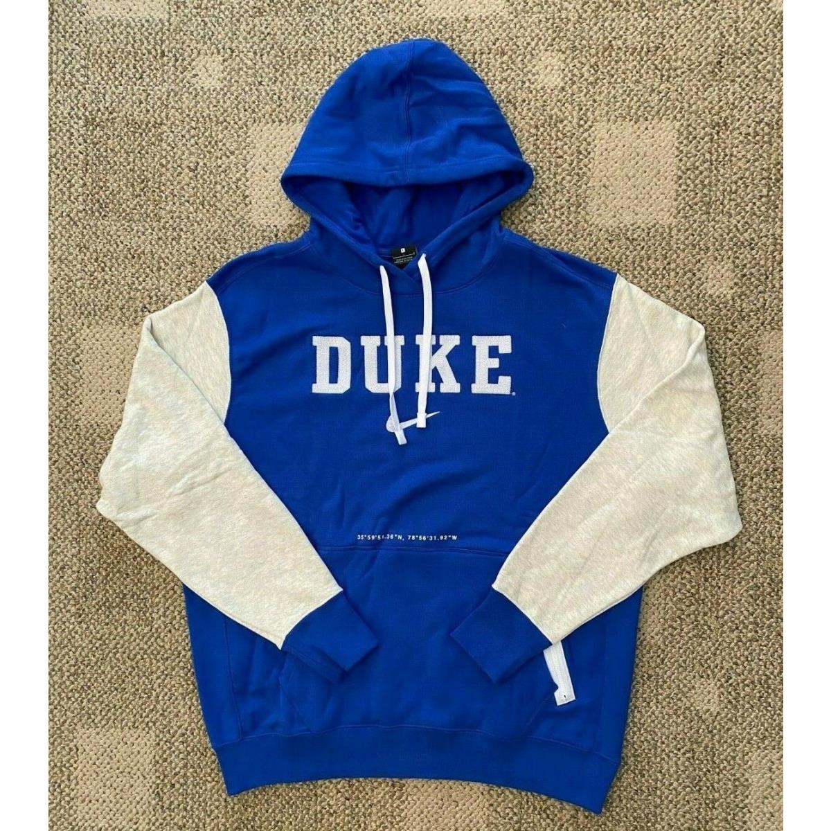 Men`s L Large Nike Long Sleeve Hoodie Sweatshirt Ncaa Duke Blue Devils