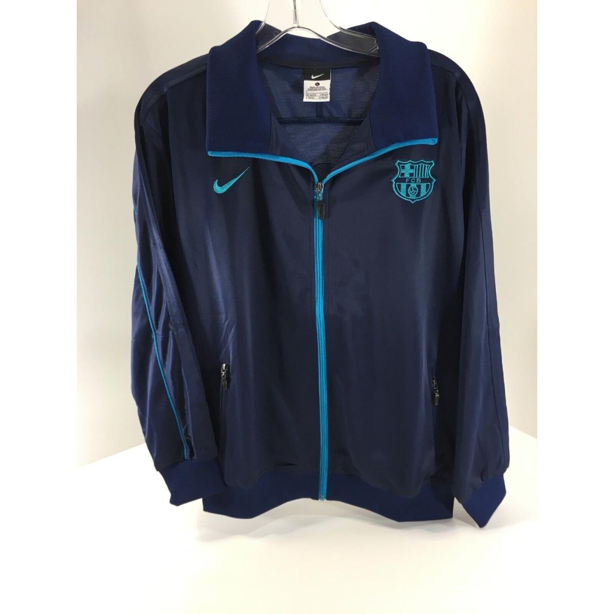 Nike Mens Fcb Barca Italian Sport Design Track Jacket Navy/teal Large Nwt=