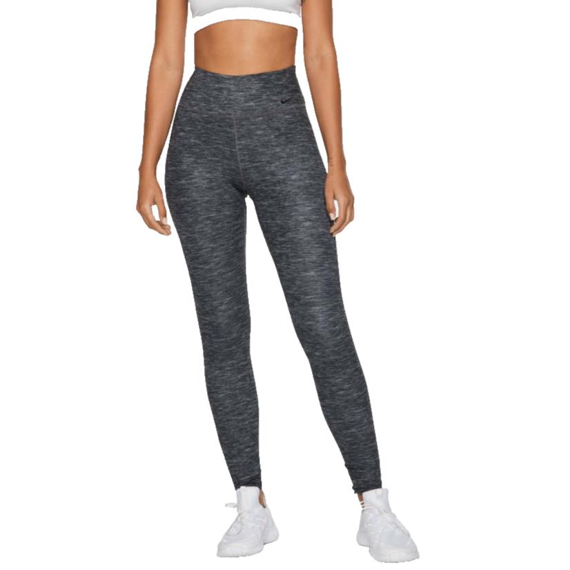 Nike L Women`s One Luxe Mid Rise Yoga/run Leggings-heathered Black CD5915