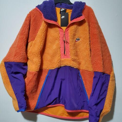 Nike Sportswear Half Zip Sherpa Hoodie Orange Purple Blue BV3766-886 Men`s Xxl
