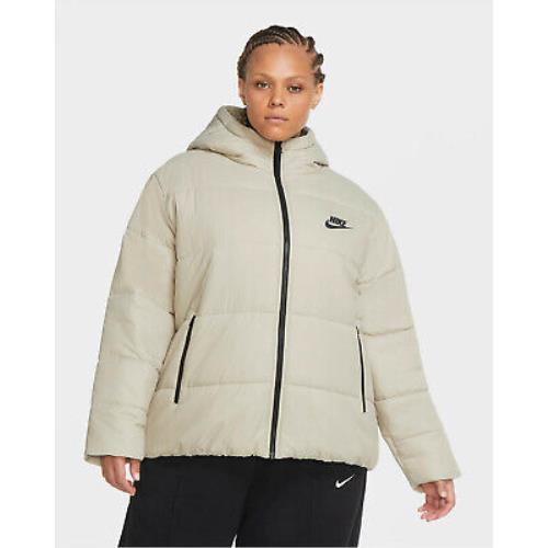 Nike Sportswear Synthetic-fill Jacket Stone White Blk DA2046-230 Womens Size 1X