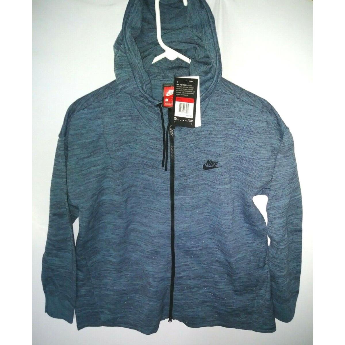 Nike Women`s Sportswear Tech Knit Jacket Blue/gray 835641 464 Size Large