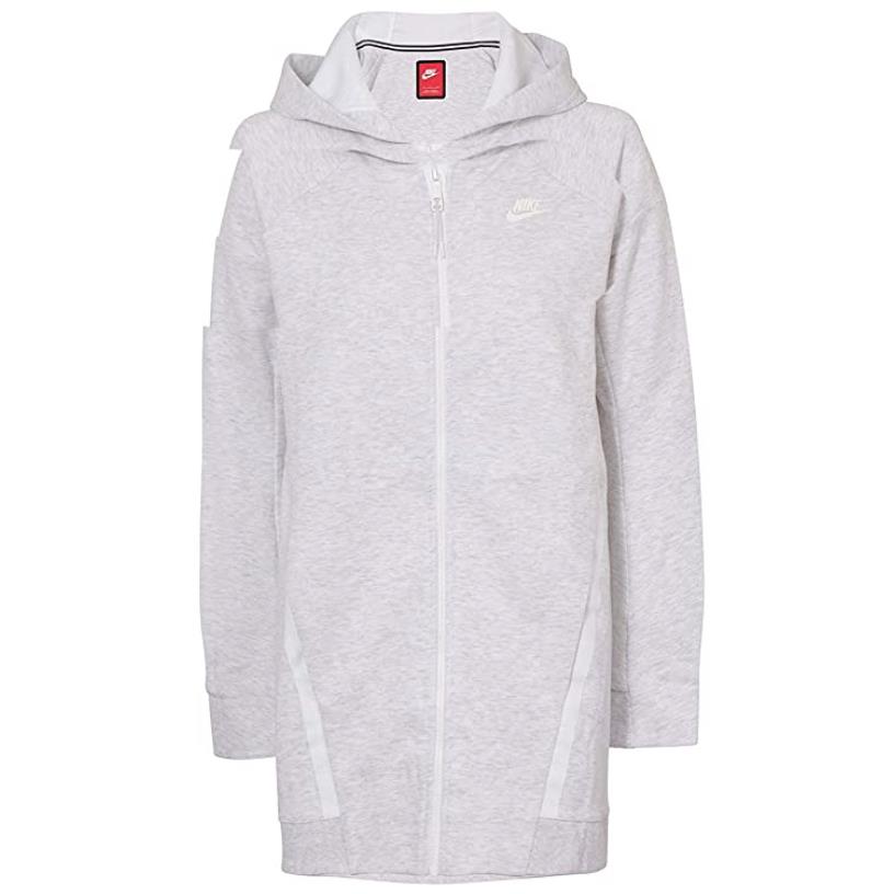 Nike Tech Fleece Mesh Cocoon Women Jacket Light Grey Sz L - Gray