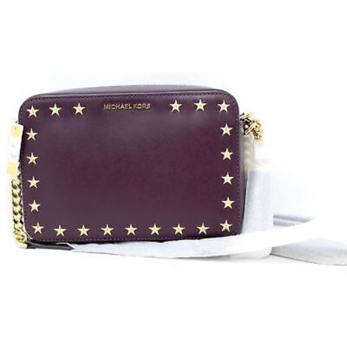 Michael Kors Ginny Medium Star Camera Bag Damson Leather