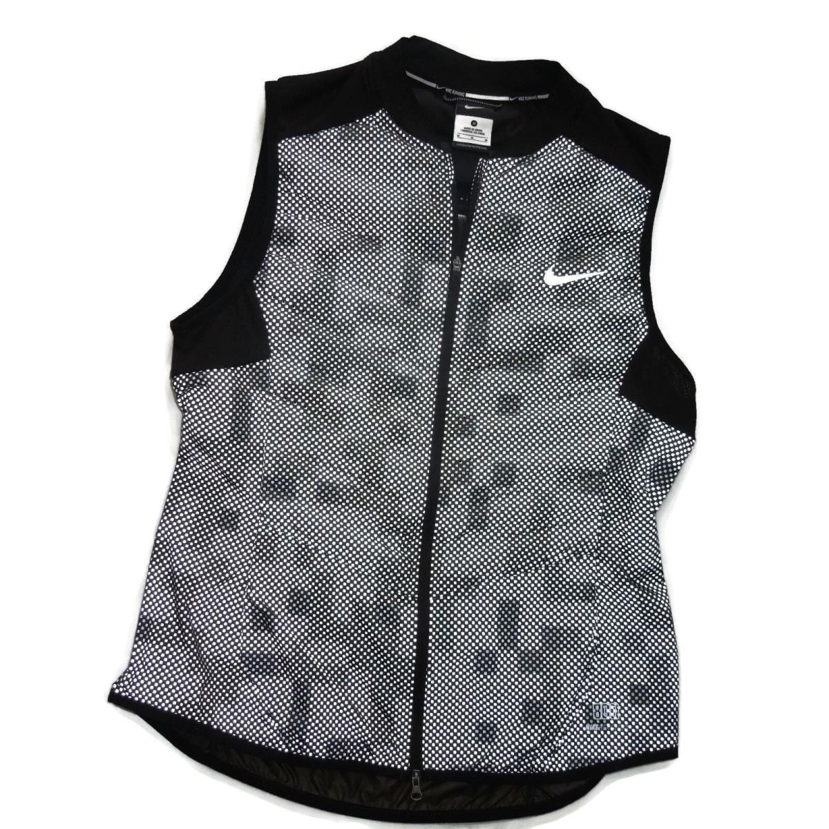 Nike Women`s Aeroloft Black Print Flash Insulated Running Vest Medium rt