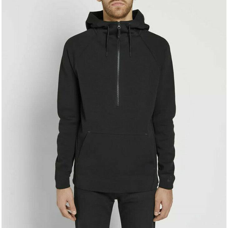 Nike Tech Fleece Half-zip Knit Hoodie 884892 010 Black/black Men`s Size S