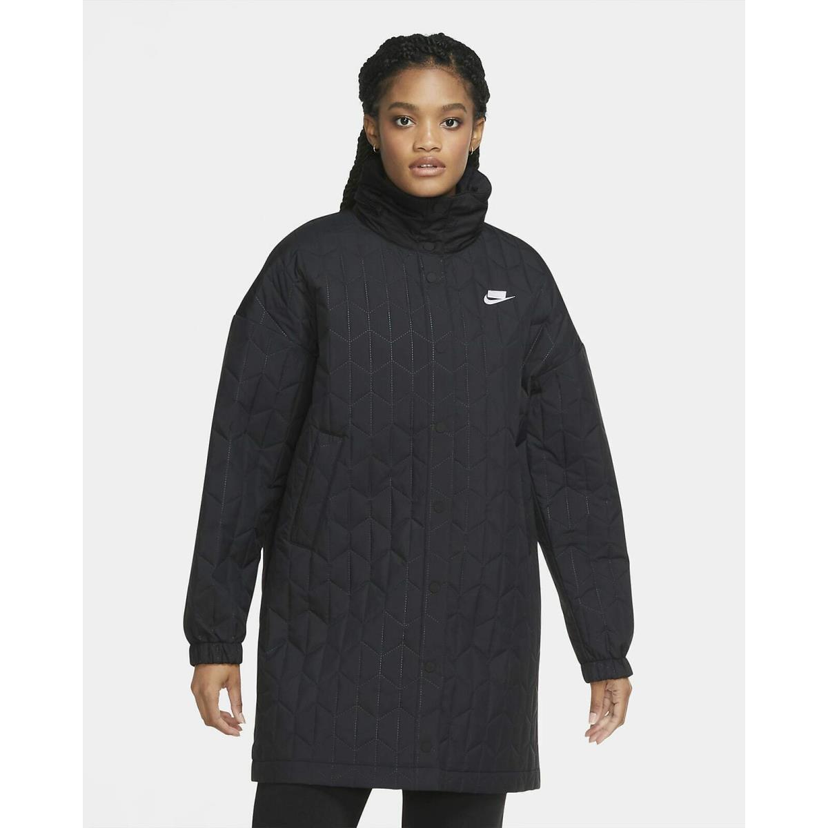 Nike Sportswear Quilted Jacket Size Small Womens Black Parka CU6691 010 Rare