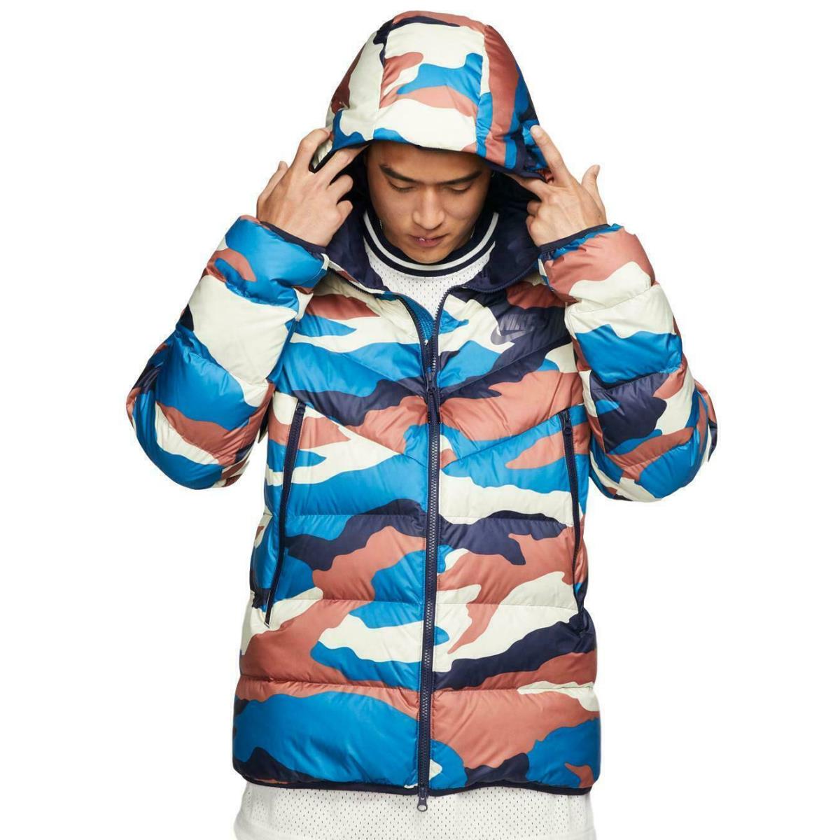 blue camo nike puffer jacket