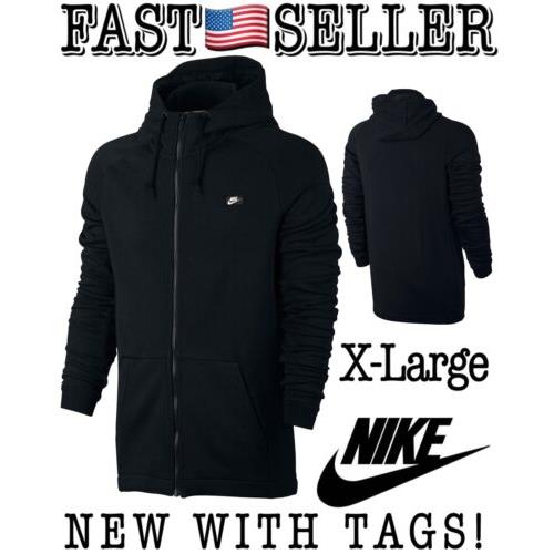 Nike Men`s Modern Full Zip Hoodie Black X-large 805130-010 - Fast