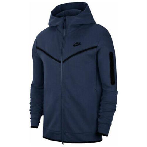 Nike Tech Fleece Hoodie Mens CU4489-410 Midnight Navy Black Hoody Size XL