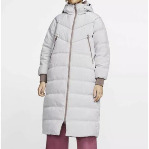 Nike Down-fill City Long Winter Jacket Sz S Grey BV3137-291 Women`s