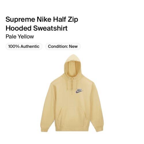 supreme nike half zip hooded sweatshirt pale yellow