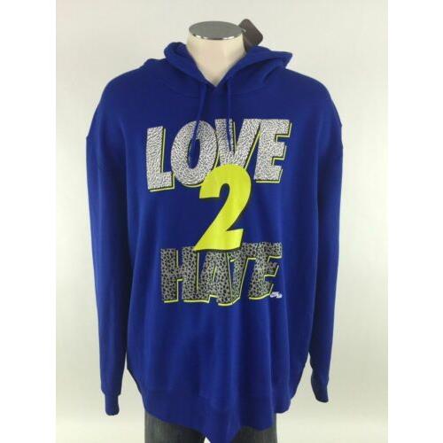 Hoodie Sweatshirt Love 2 Hate 4XL Blue 2006 Nike Air Jordan 3 LS Retro Cool