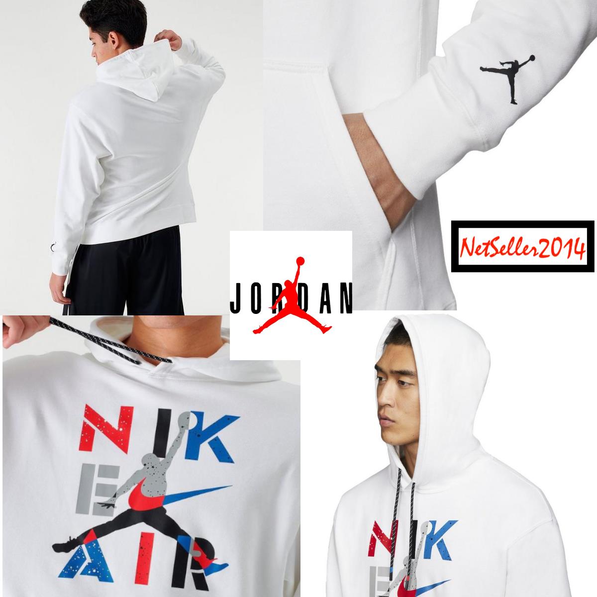 SZ 3XL Nike Men`s Air Jordan Jumpman Retro Legacy AJ 4 Pullover Hoodie White