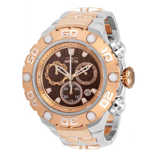 Invicta Excursion Men`s 57mm Rose Gold Men`s Swiss Chronograph Watch 31621 Rare - Brown Dial, Silver Band