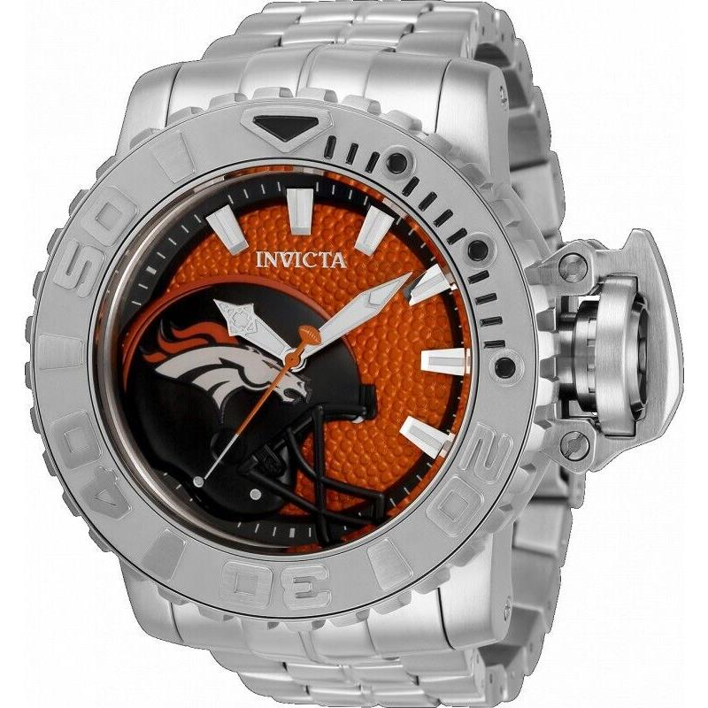 Invicta Mens Nfl Denver Broncos 58mm Stainless Steel 33005