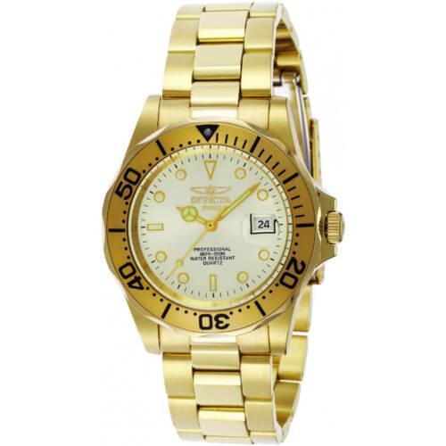 Invicta Men`s Watch Pro Diver Quartz Champagne Dial Yellow Gold Bracelet 2155 - Champagne Dial, Yellow Band