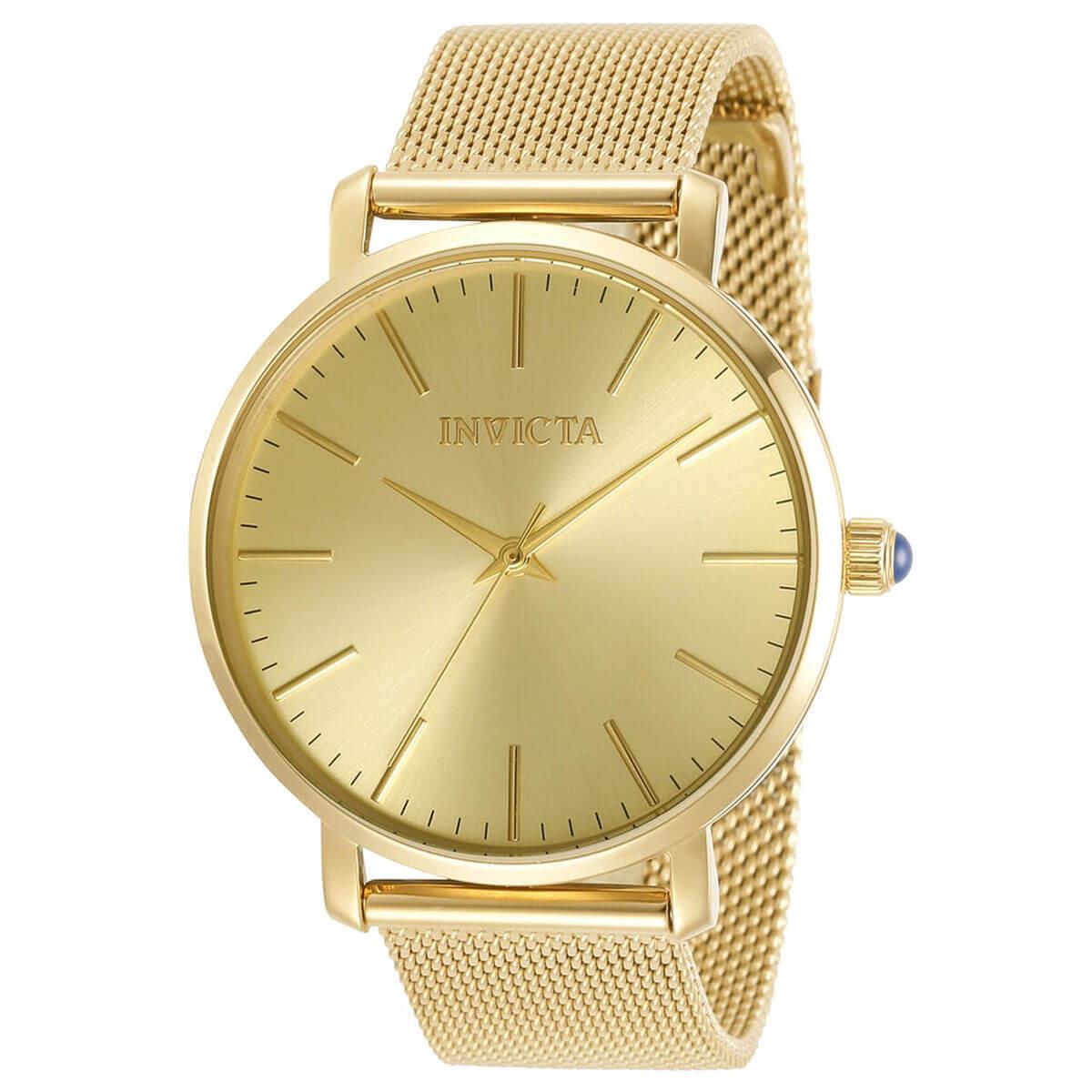 Invicta Women`s Watch Angel Gold Tone Dial Mesh Quartz Yellow Bracelet 31071 - Face: Gold, Dial: Gold, Band: Gold