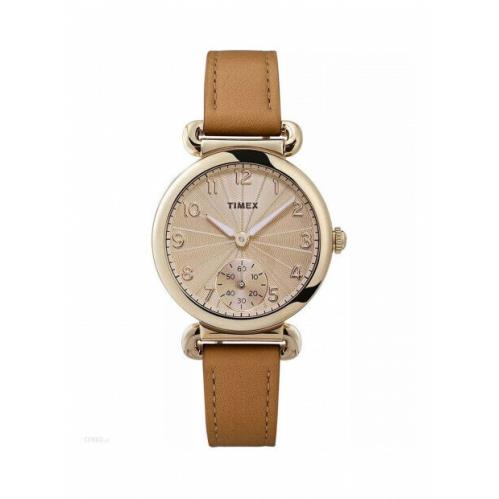 Timex Ladies TW2T88000 Model 23 Gold Tone Watch w/ Tan Leather Band