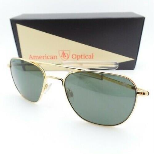 American Optical Original Pilot AO American Optical Pilot 55 Gold Green Nylon Bayonet Sunglasses