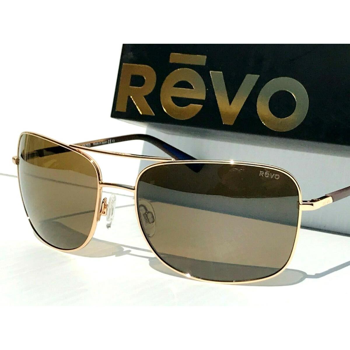 Revo Summit Gold 61mm Aviator Squared Polarized Brown Lens Sunglass 1116 04 BR