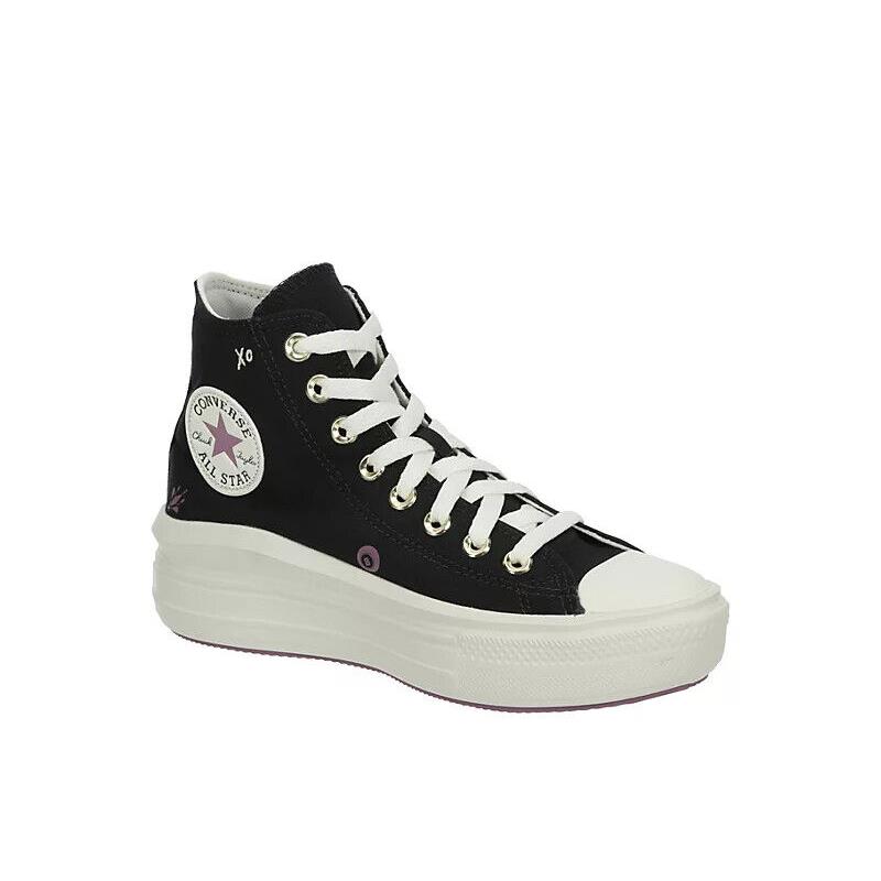 Converse Chuck Taylor All Star Move Platform Black White Women Sneaker Shoe Black/Purple Logo